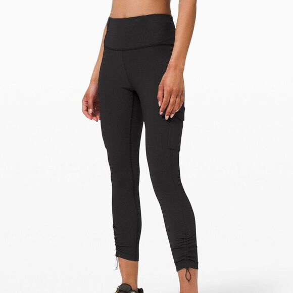 EUC Lululemon Trail Trekker High-Rise Black Ribbed Tights 25" - Picture 6 of 7